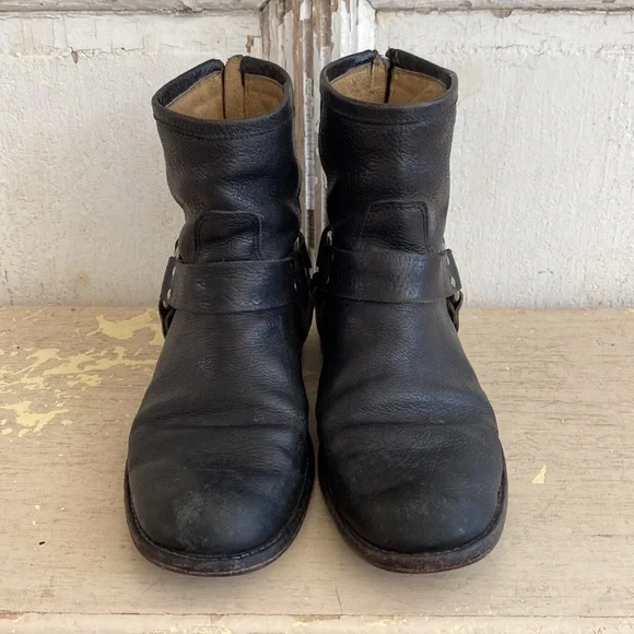 Frye Biker Black Short boots Sz 8 - Picture 8 of 10